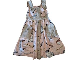 DOLCE & GABBANA girls 7/8 Kitchen Dress With Blue Gem Buttons